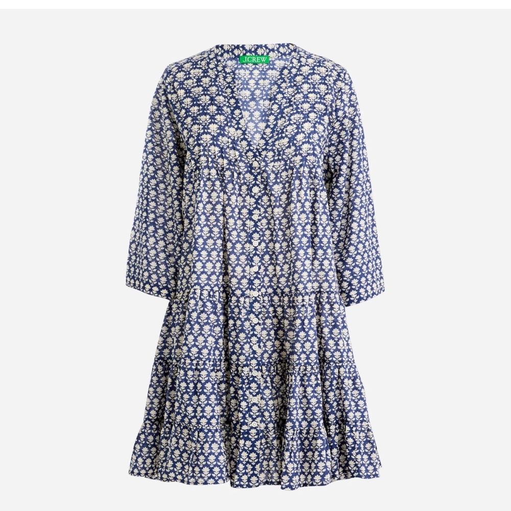 J. Crew Mini Dress in Blue and White Floral